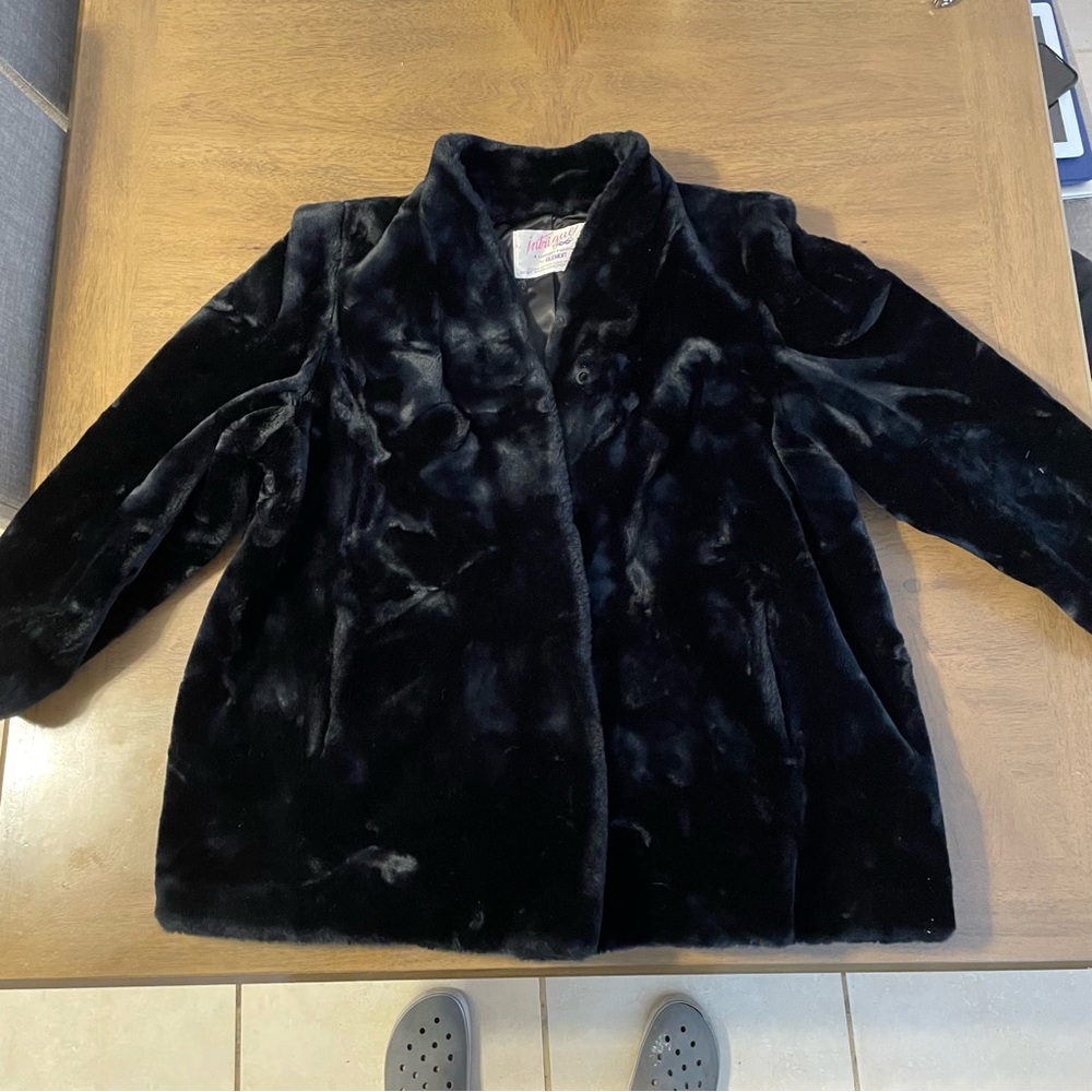 Vintage Intrigue By Glenoit Luxury Faux Black Fur Coat